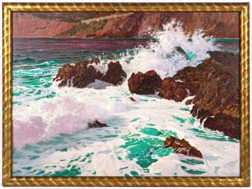 Paul von Spaun (1876-1932) Waves Crashing on the Capri Coast
