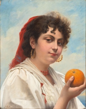 Giovanni Rota (Italian, 1860 - 1900) "Girl with Orange"