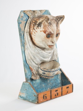 19th Century Wood & Paper Mache Carnival Game with Cat