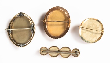 (4) 19th Century Portrait Lava Cameo Brooches