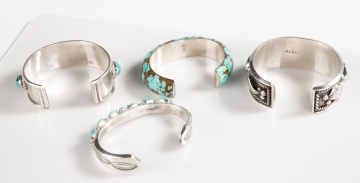 (4) Silver & Turquoise Cuffs