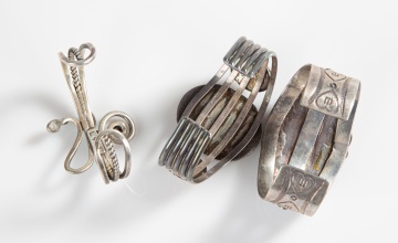 (3) Silver, Turquoise & Hardstone Cuffs
