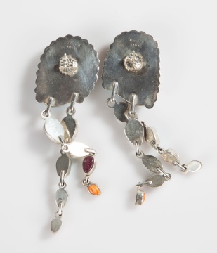 M. J. Garcia Sterling Silver, Turquoise & Coral Earrings