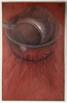 JoAnne Schneider (American, 1919-2017) "Double Boiler with Red Cloth"
