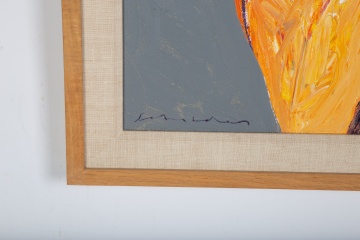 Fritz Scholder (American, 1937-2005) "Portrait with Orange Bar"