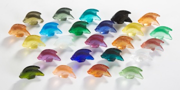 Collection of 24 Lalique Crystal Fish