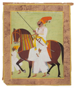 Indo Persian Painting of Raja on Horseback