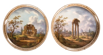 (2) Porcelain Plaques of the Temple of Jupiter