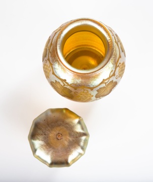 Tiffany Favrile & Engraved Covered Bottle