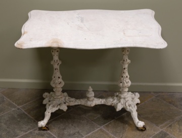 19th Century Cast Iron & Marble Top Table
