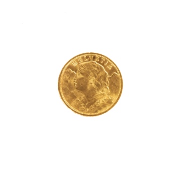 1909 20 Francs Swiss Helvetia Gold Coin
