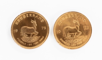 (2) South African 1 oz Gold Krugerrand Coins