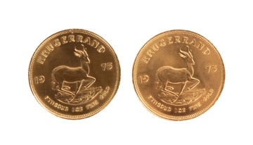 (2) South African 1 oz Gold Krugerrand Coins