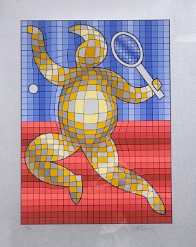 Victor Vasarely (French/Hungarian, 1906-1997)  "Tennis Player 1"