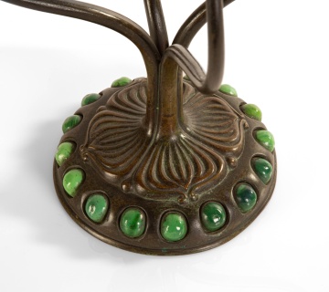 Tiffany Studios Four-Post Jeweled & Blown-Out  Candelabra