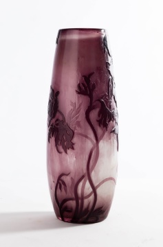 Galle Art Nouveau Fire-Polished Poppy Cameo Vase
