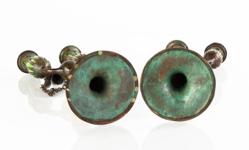Tiffany Studios, Pair of Blown-Out Candlesticks
