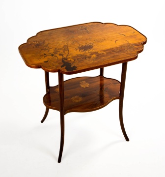 Emile Galle Marquetry Two-Tier Occasional Table