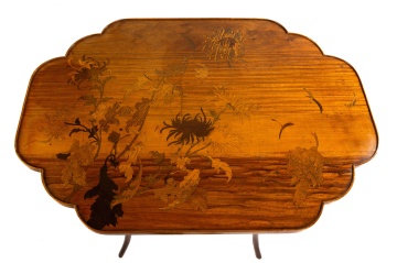 Emile Galle Marquetry Two-Tier Occasional Table