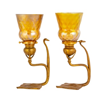 Tiffany Studios Cobra Candlesticks