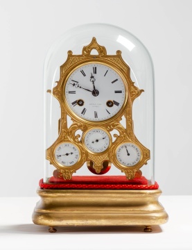 A French, Raingo Freres Miniature Perpetual  Calendar Skeleton Clock