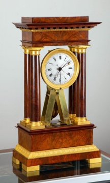 French Empire Ormolu-Mounted Mahogany Portico  Clock, circa 1810