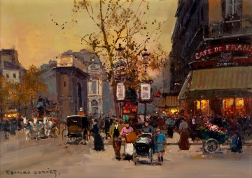 Edouard-LÈon CortËs (French, 1882-1969) Parisian  Scene, Cafe de Fran