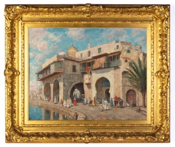 Addison Thomas Millar (American, 1860-1913) Persian Street Scene with Mosque