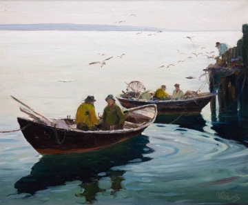 Anthony Thieme (American, 1888-1954) "Fisherman,  Eastport, Maine"