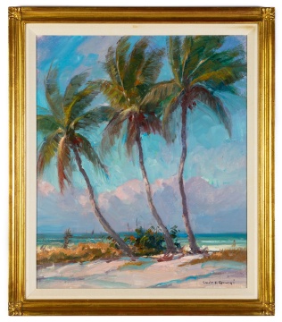 Emile Gruppe (American, 1896-1978) "Palms at  Naples Beach, Florida"