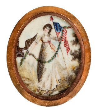 Miniature Lady Liberty, signed Abijah Canfield  (1769-1830)