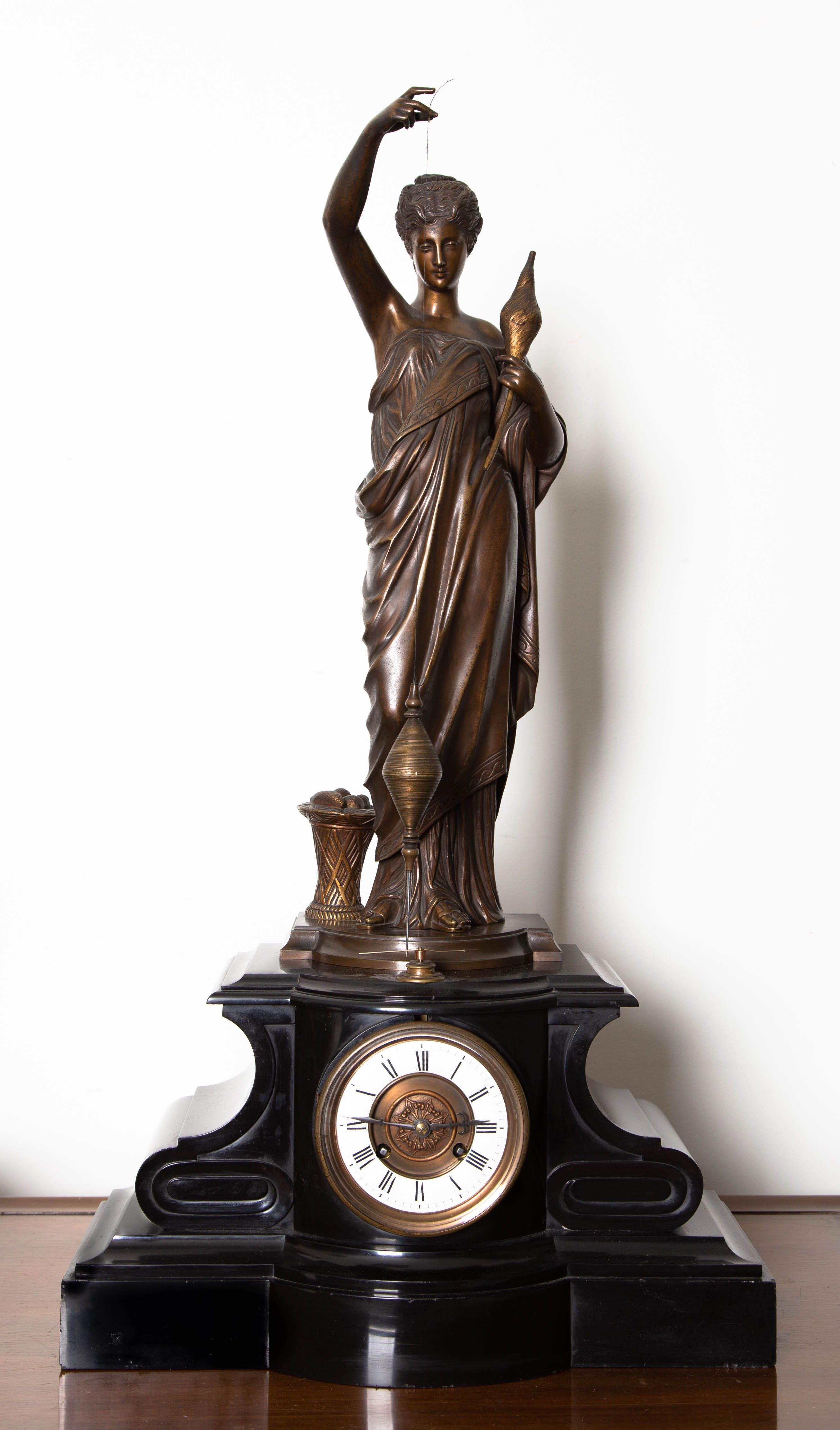 Rare French Conical Pendulum Mystery Clock, in the form of a Weaver