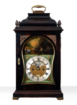 Christopher Pinchbeck Senior, Ebonized Quarter Repeating Table Clock with Automata, English,  circa 1780