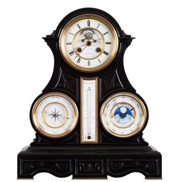 19th C. French Brevete Black Slate Clock