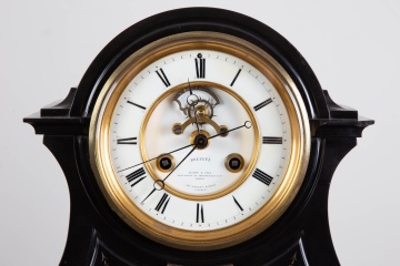 19th C. French Brevete Black Slate Clock
