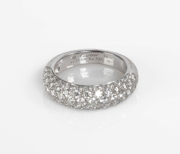 Cartier 18K Gold & Pave Set Diamond Ring