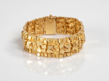 Men's 14K Gold Nugget Bracelet