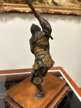 (2) Japanese Meiji Parcel Gilt Bronze Samurai Warriors