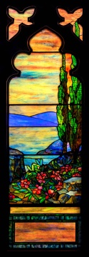 Tiffany Studios, Sunset Landscape Window, 1915