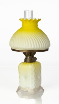 Miniature Lemon Swirl Satin Glass Oil Lamp
