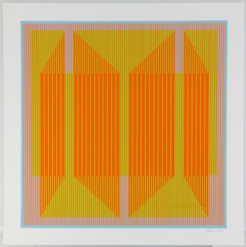 Julian Stanczak (1928-2017) "3 Color Cutout"