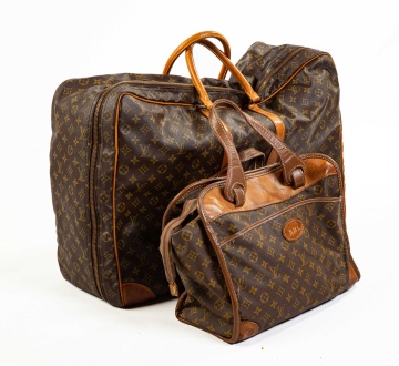 (2) Vintage Louis Vuitton Monogram Luggage & Tote  Bags