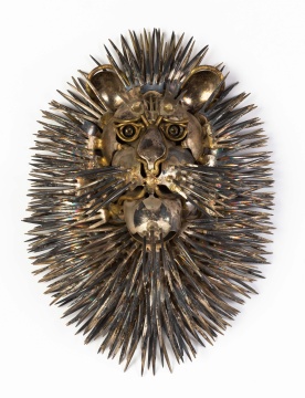 Dion Bruce Wright (American, 20th century) Lion Silver Plate & Brass Sculpture