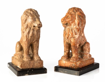 Pair of Carved Stone Lions