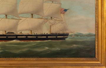 Alexander Charles Stewart (American, 1831-1898)  Ship Portrait of "Ida May" Leaving Lisbon Harbor