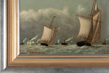 H.B. Jones (American, 1848-1927) Ships At Sea