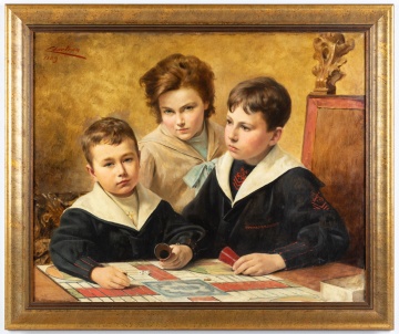 Theobald Chartran (French, 1849-1907) Children Playing Parcheesi