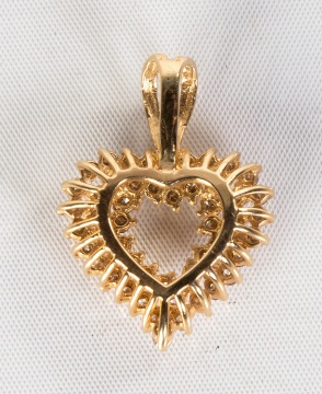 14k Gold & Diamond Heart Shaped Pendant