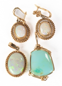 Opal & Gold Pendants & Earrings