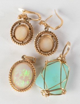 Opal & Gold Pendants & Earrings
